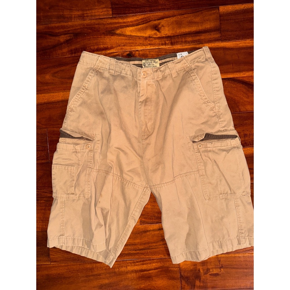 Swiss Cross Mens 36 Tan Khaki Twill 7-Pocket Cargo Shorts 100% Cotton